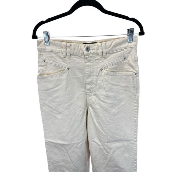 Isabel Marant Etoile Rachelle Wide-Leg Cream Jeans Size 28 High Waist - Picture 7 of 15